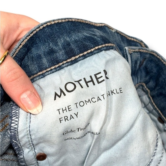 MOTHER The Tomcat Ankle Fray Jeans in Globe Trotter High Waist Raw Hem Size 25 - Picture 9 of 11